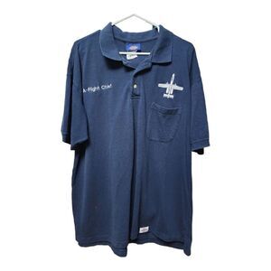 1007 - Dickies Polo Shirt Mens Size XL Blue Short Sleeve - A-10 Crew Chief